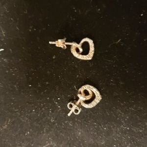 Silver heart dangle earrings